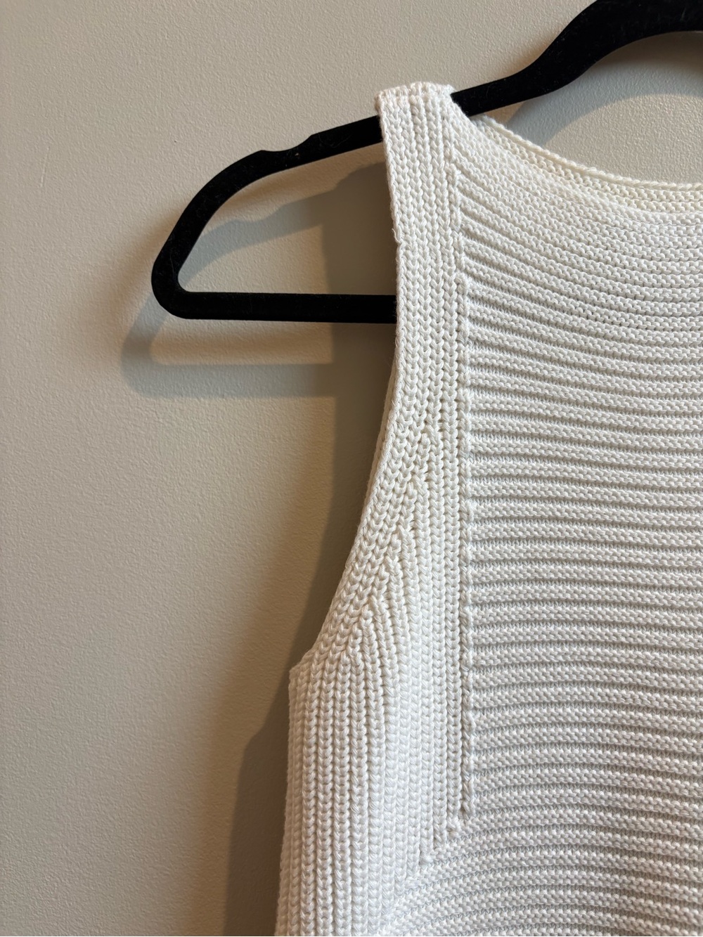 AllSaints Cream Ribbed Knit Tank Top